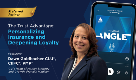 photo of Dawn Goldbacher again blue background with Angle logo, podcast title, and her name and title